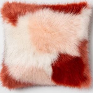 Target square color block faux fur throw pillow